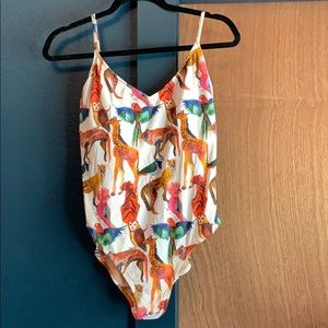 J. Crew one piece swim suit animal print size 12